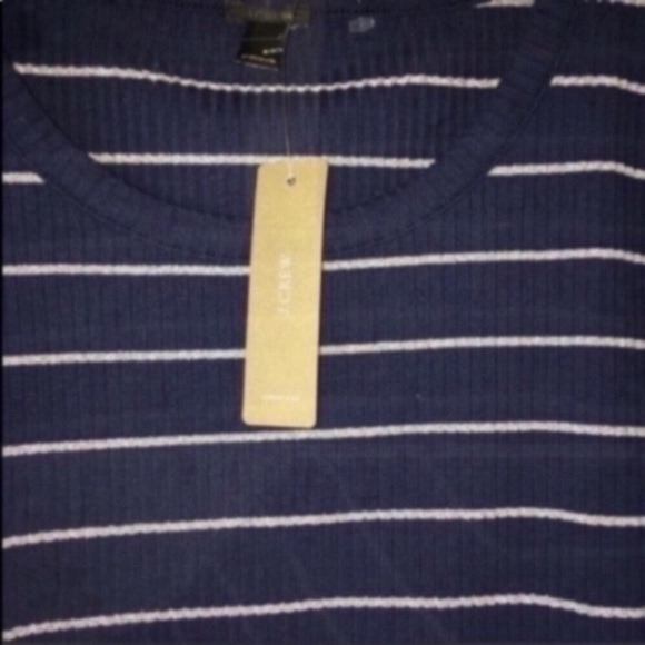 NWT J. Crew Navy & Silver Striped Blouse - Picture 5 of 5